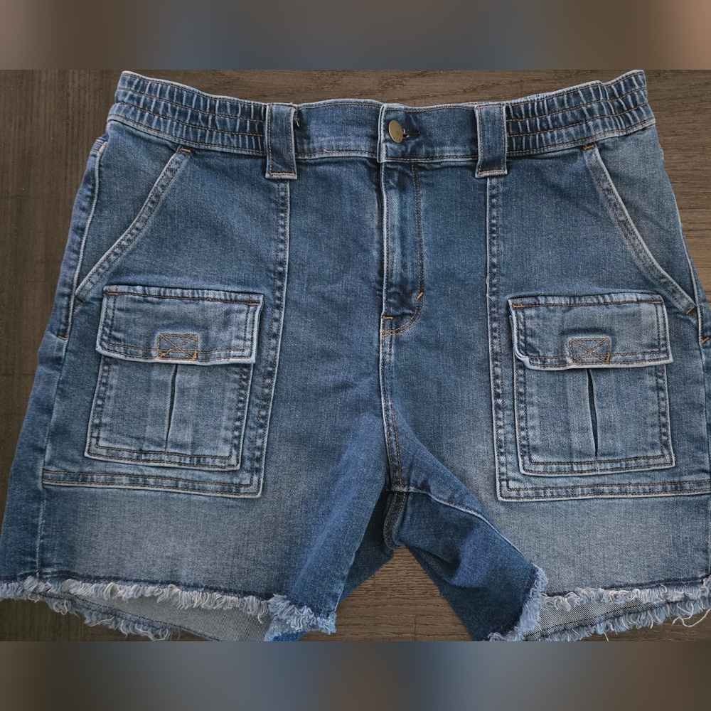 a.n.a Blue Cargo Shorts with Relaxed Fit